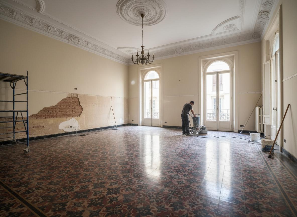 Restauración de suelo hidráulico modernista en Barcelona